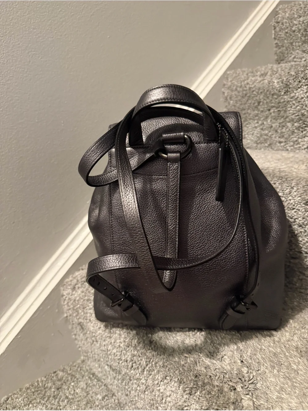 Coach Evie Backpack in metallic graphite polished pebble leather. - Picture 3 of 7